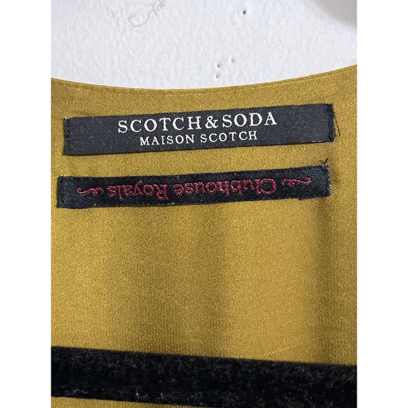 SCOTCH & SODA Clubhouse Royals Silky Olive Wrap Dress size Small - Picture 7 of 15